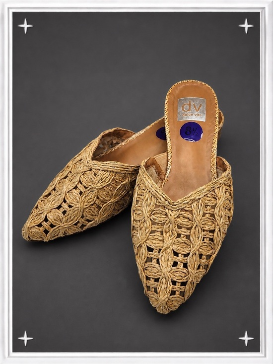 DV by Dolce Vita Shoes - "DeeDee" Rafia Woven Pointed Mule Flats | Women's 8.5